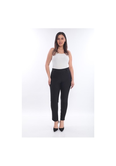Petunya Butik Bel Lastikli Punto Kumaş Pantolon Siyah