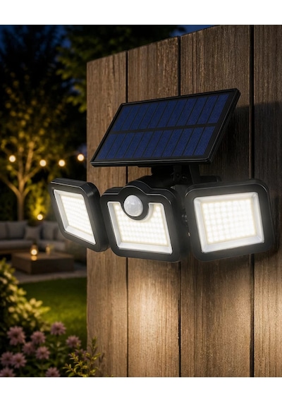 Hareket Sensörlü Solar Bahçe Lambası Güçlü Led Duvar Projektörü Renkli
