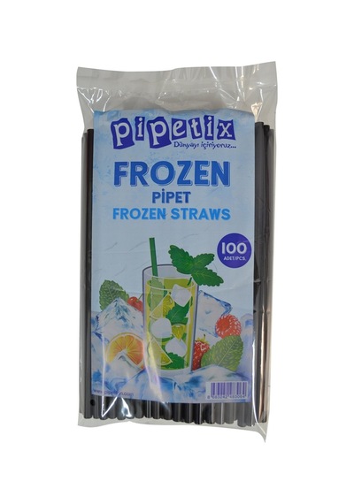 Pipetix Frozen Pipet 100 Adet Siyah - Kafe Ve Partiler İçin Şık Kullan At Pipet 2'li Ekonomik P Tarı 2 L