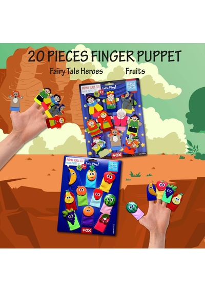 2 Set - 20 Parça Tox Masal Kahramanları ve Meyveler Parmak Kukla