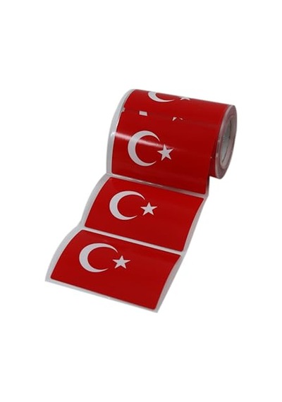 Al Hızlı Al Türk Bayrağı Etiketi Kuşe Rulo Çıkatma 90mmx 60mm 300 Adet 40mm Çapı Bayrak Etiket Genel