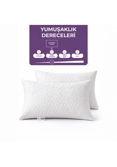 2'li Ultrasonik Kapitone Yastık - 800 Gram Beyaz