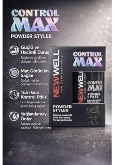 Bybars Newwell Control Max Powder Styler, Mat Görünüm, Güçlü Tutucu, Hacim Veren Saç Şekillendirici Toz, 20g