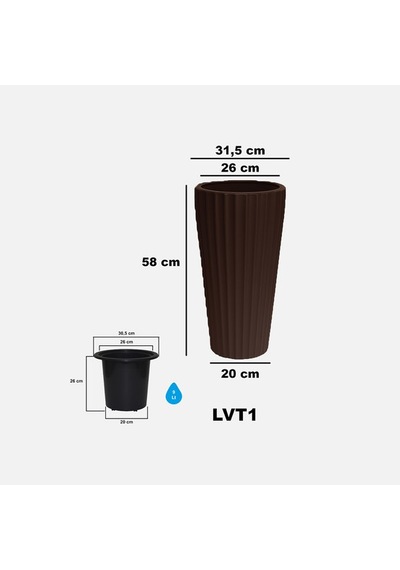 Lilyum Vazo Saksı 1 No Kahve