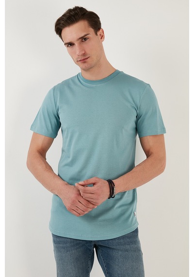 Buratti % 100 Pamuk Regular Fit Bisiklet Yaka T Shirt Erkek T Shirt 5902511 Mavi