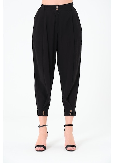 Sortie Collection Paça Düğmeli Pantolon Siyah