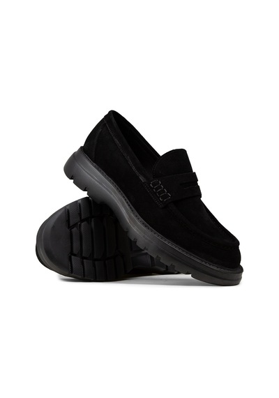 Deery Erkek Hakiki Süet Siyah Loafer Ayakkabı - 02006msyhe04 Siyah