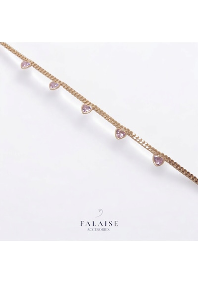 Taşlı Kalp Halhal Pembe Pembe