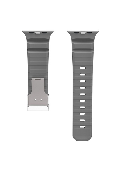 Apple Uyumlu Watch  Seri 10-11 46mm Kordon 2/3/4/5/6/se/7/8/9 44-45-49mm Kd-145 Metal Tokalı Silikon Kordon