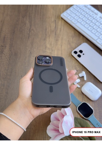 Apple iPhone 15 Pro Max Magsafe Uyumlu Mat Sert Klein Kılıf Siyah