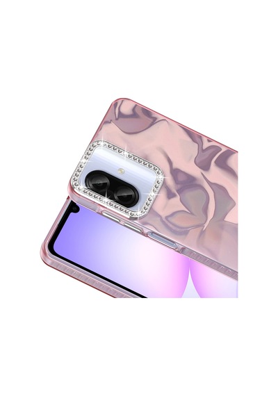 Samsung Uyumlu Galaxy A07 Kılıf Airbagli Parlak Taş Detay Tasarımlı Zore Esila Kapak Pembe