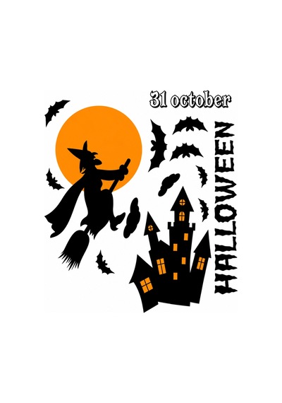 Halloween Yarasa Cadı Cam Sticker Seti Cadılar Bayramı Pencere Dekorasyonu Parti Aksesuarı Diğer