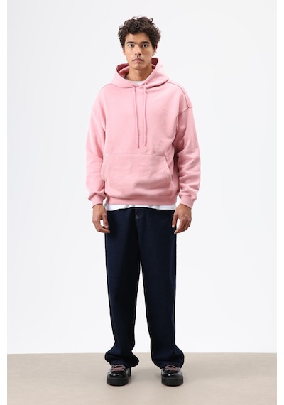 Vamos Basic Oversize Yıkamalı Hoodie Somon