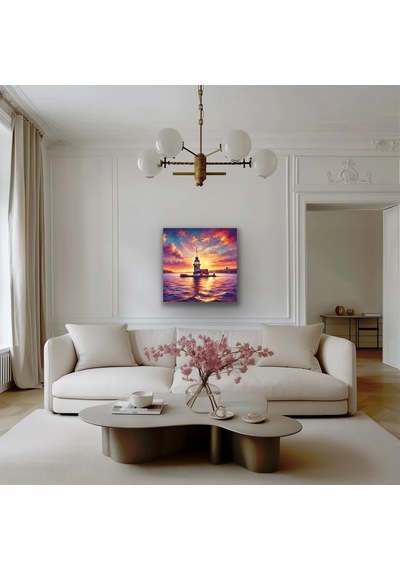 Kız Kulesi Kanvas Tablo 90x90cm Çok Renkli
