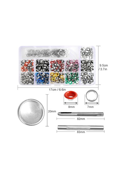 5 Mm Renkli Metal Kuş Gözü 300 Set Ve Saklama Kutusu