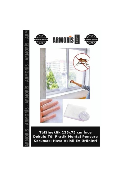 Tülsineklik 125x75 Cm İnce Dokulu Tül Pratik Montaj Pencere Koruması Hava Akisli Ev Ürünleri