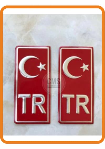 Tr Plaka Krom Sticker 2'li - Türkiye Plaka Krom Stıcker - Türkiye Plakalık Krom