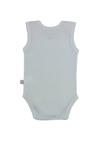 Uygunbebe Boumini Kolsuz Bebek Çıtçıtlı Body Gri Çizgili Zarf Yaka 0-36 Ay