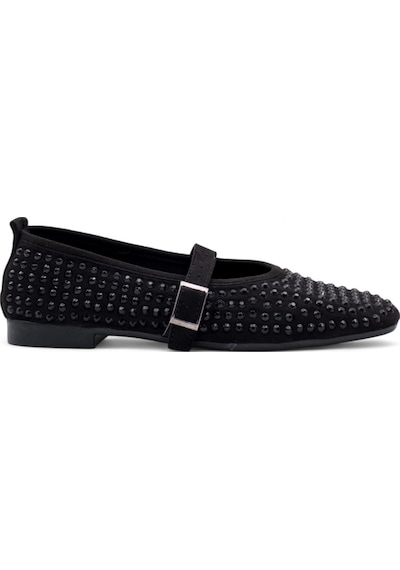 Shoes Taşlı Tokalı Kadın Babet Siyah
