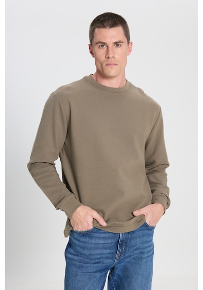 Wrangler Regular Fit Normal Kesim Bisiklet Yaka %100 Pamuk Haki Sweatshirt W242501801 Haki