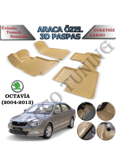 Rizline Skoda Octavia Bej 2004-2013 3D Havuzlu Paspas