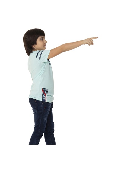 Toontoy Kids Toontoy Erkek Çocuk T-shirt Ön Ve Kol Baskı Açık Mint Yeşili