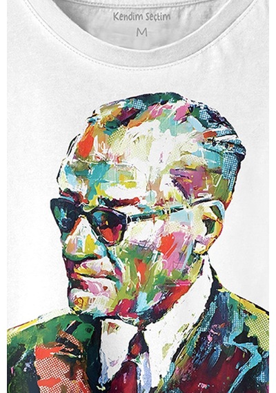 Karizma Gözlüklü Gazi Mustafa Kemal Atatürk Portresi Baskılı Tişört Unisex T-shirt 001