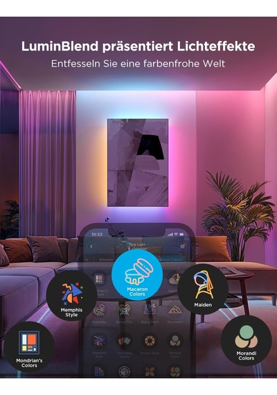 Govee Led Şerit Işığı 2 Pro 5m, Beyaz Işıklı Akıllı Rgbıc, Led Şerit Matter, Alexa Ve Google Assistant İle Çalışır, Dıy Renk, Müzik Senkronizasyonlu Uygulama Kontrolü, Oturma Odası, Yatak Odası İçin Siyah