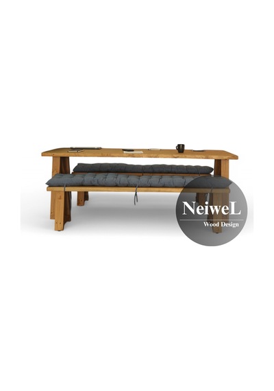 Neiwel Bues Doğal Ahşap Banklı Toplantı Masasıı x 100 x 280 Açık Ceviz