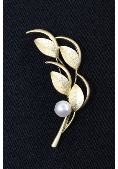 Altın Yapraklı Zeytin Dalı Broş. Tasarım İncili Broş. Yaka İğnesi Broş. Kadın Broş. Broş. Gold