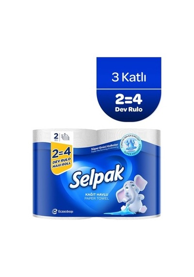 2'li Dev Rulo Kağıt Havlu Açık Gri