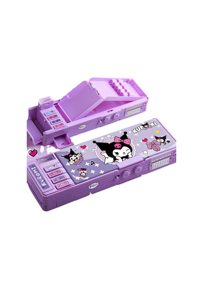 Mor Sert Kapaklı Kuromi Kawaii Dikdörtgen Kız Çocuk Kalem Kutusu