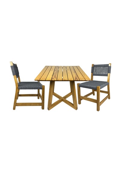 Gökçeada Ahşap Bahçe Takımı: Kare Masa + 2 Sandalye Set, Masif Ke Kahverengi Gökçeada Ahşap Bahçe Takımı: Kare Masa + 2 Sandalye Set, Masif Ke Kahverengi