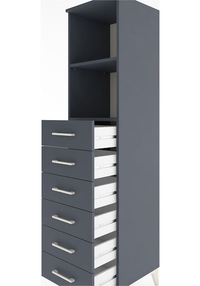 Hyperion Dolap 2 Raflı 6 Çekmeceli 44x44x182 Antrasit-antrasit Antrasit