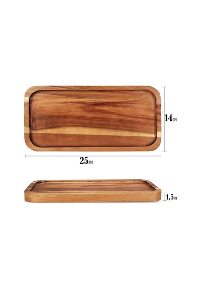 Doğal Akasya Ağacından Sunum Tabağı, Akasya Meze Tabağı, Peynir Sunum Tabağı, Salata Tabağı 25cm 14cm 1.5cm Çok Renkli