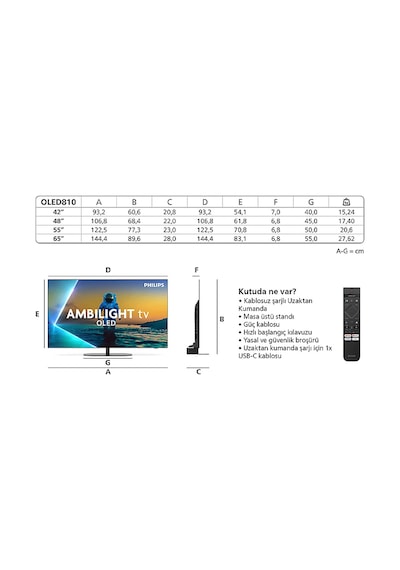 Philips 65OLED810/12 65" 4K UHD Dolby Vision Dolby Atmos Google Smart Ambilight Tv