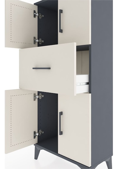 Hyperion Dolap Tek Raflı Tek Çekmeceli 4 Kapaklı 60x44x134 An... Antrasit