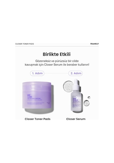 Frankly Pirinç Özü 9 Çeşit Peptit Ve Kolajen İçeren Gözenek Sıkılaştırıcı Closer Toner Pad 70 Adet 105 ML