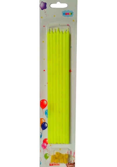Sarı Uzun Pasta Mumu 20 cm