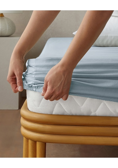 English Home Novella Premium Soft Cotton Tek Kişilik Plus Lastikli Çarşaf 120x200 Cm Açık Mavi Açık Mavi