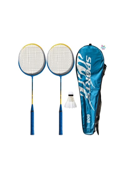 2 Adet Badminton Raketi Ve Çantası + Badminton Topu Deluxe Yüksek Kalite Set Mavi Renk