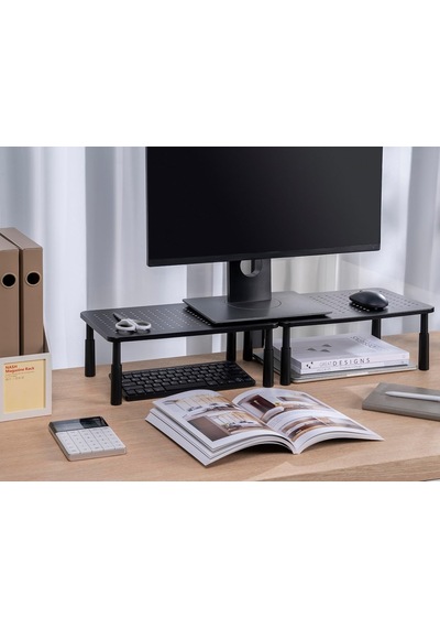 Ayrex Mp-88 Çift Monitör Premium Çelik Hasır Monitör Standı Bilgisayar Monitörleri İçin Havalandırmalı Metal