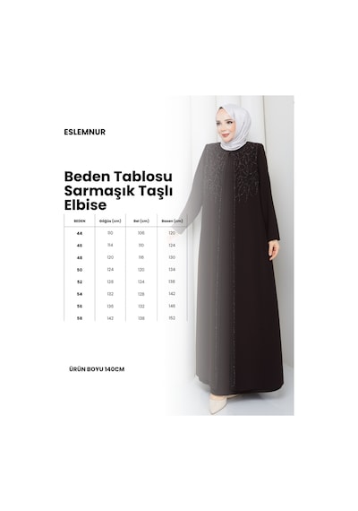 Eslemnur Sarmaşık Taşlı Elbise Büyük Beden Anne Elbisesi Mürdüm