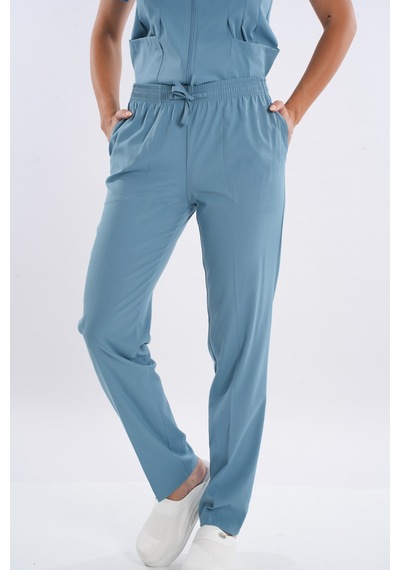 Cool Petrol Lily Model Fermuarlı Soft Likra Doktor Hemşire Forma 001