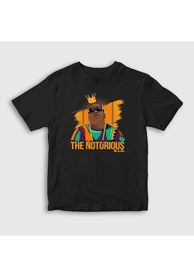Presmono Unisex Çocuk King The Notorious Bıg T-shirt Siyah