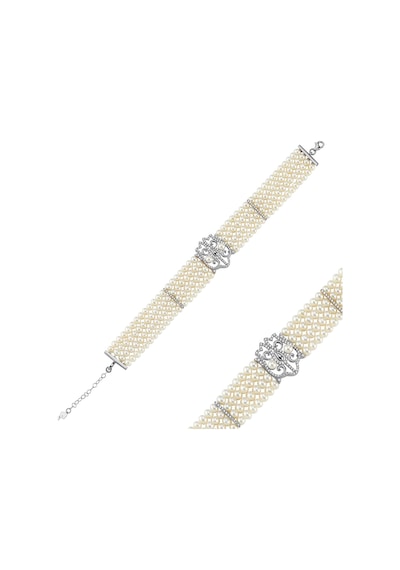 4,5 Mm Lale Motif Dört Sıralı Doğal İnci Bileklik 18 / Beyaz Beyaz Beyaz Altın