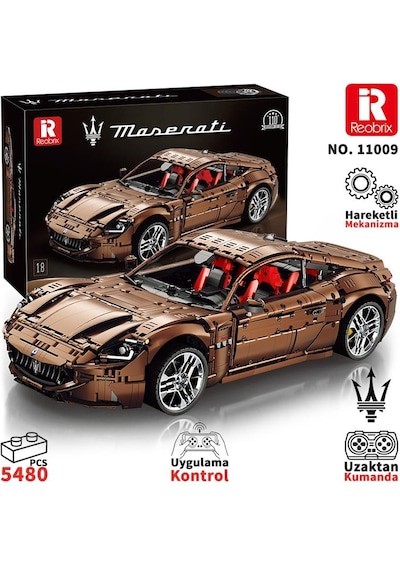 Reobrix 11009 Lisanslı 1/8 Maserati Granturismo Kumanda Ve Motorlu Yaratıcı Yapı Blok Seti Building Blocks - 5480 Parça