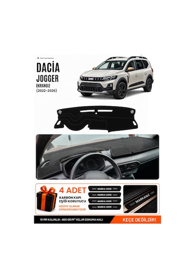 Dacia Jogger Ekransız 2022-2026 Uyumlu Torpido Örtüsü, Torpido Kılıfı - Siyah - Da002