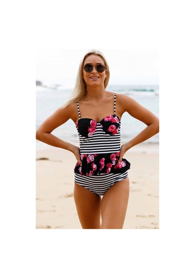 Angelsin Yüksek Bel Etek Gürünümlü Destekli Bikini Takım (402449967)