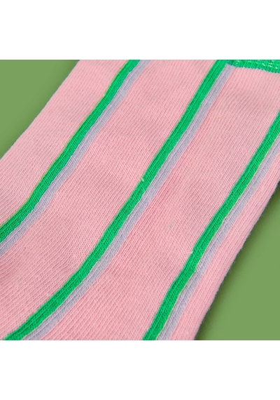 Soft Çizgili Çorap - Pembe Çok Renkli